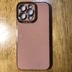 Naiadiy Luxury iPhone 14 Pro Max Pink Gold Electroplated Soft Phone Case 6.7”